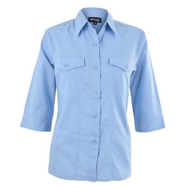 Ladies 3/4 Sleeve Sally Casual Shirt - Sky Blue